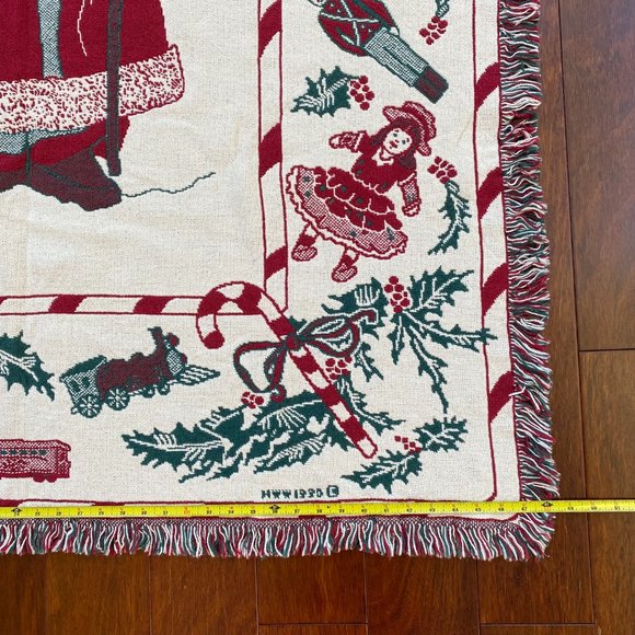 Vintage NWT Manual Woodworkers & Weavers Christmas Throw Blanket Tapestry Santa - Picture 9 of 10